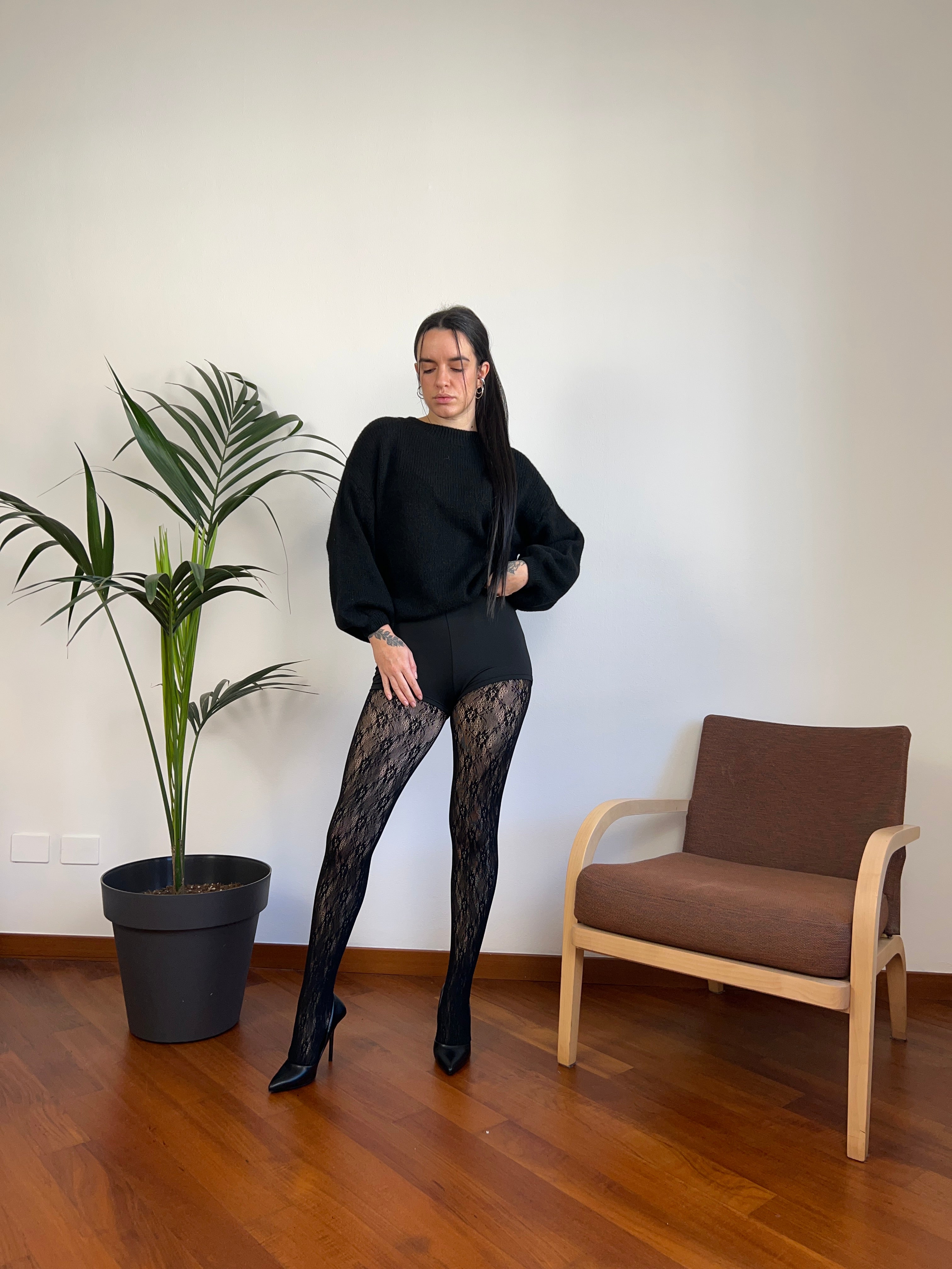 Collant felpati pizzo