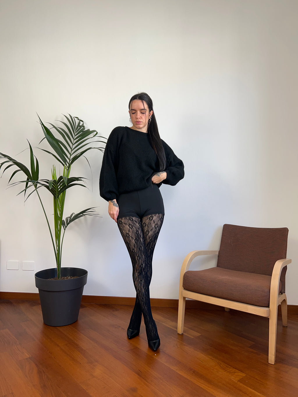 Collant felpati pizzo