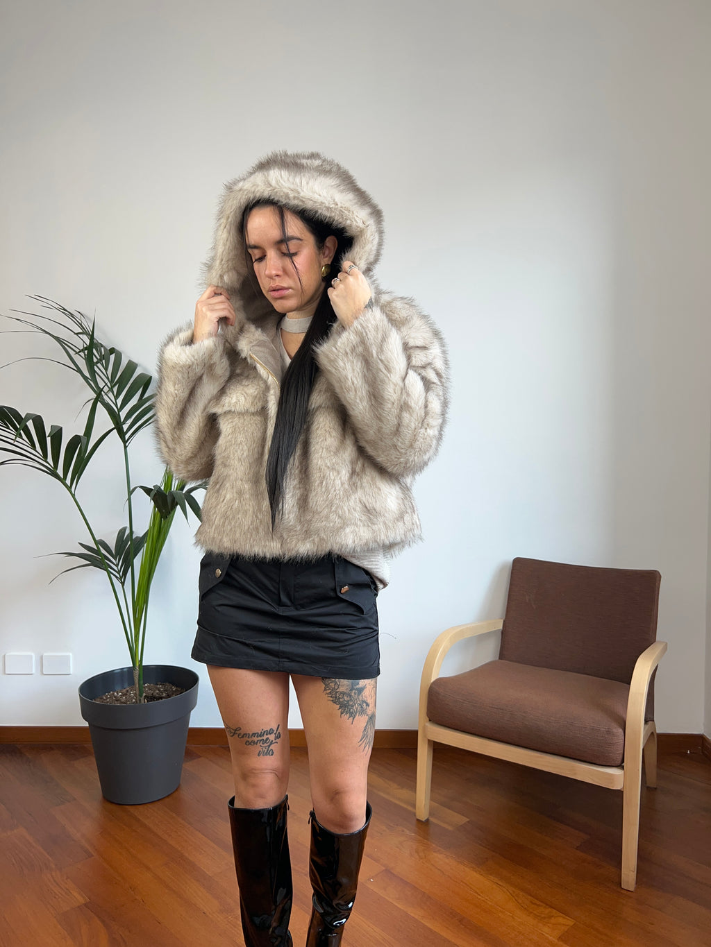 Ecopelliccia cappuccino