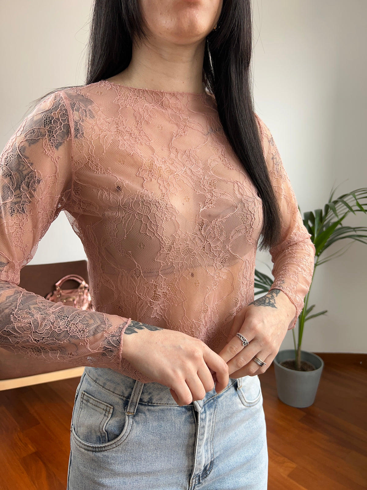 T-shirt in pizzo