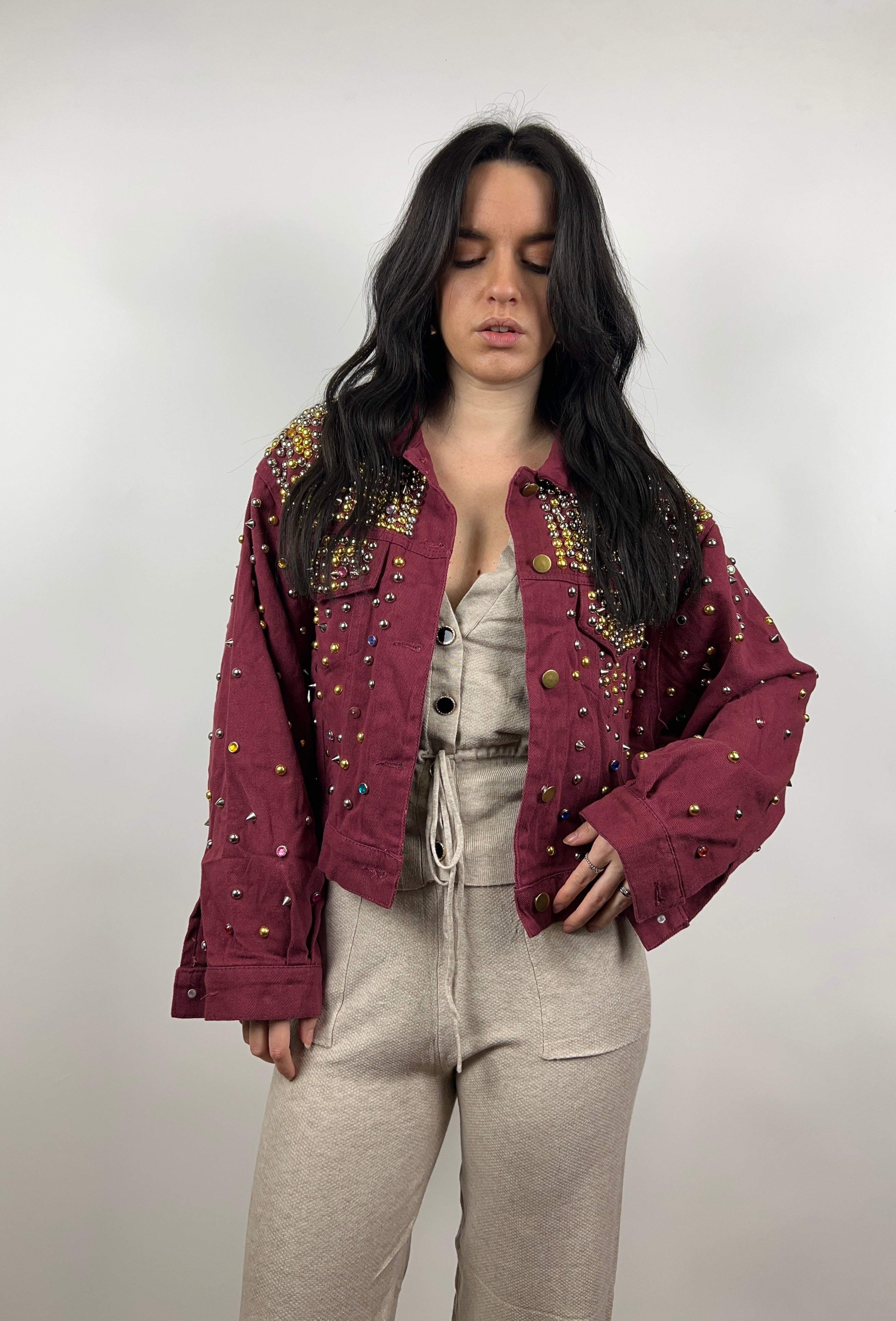 Giacca Denim Bordeaux