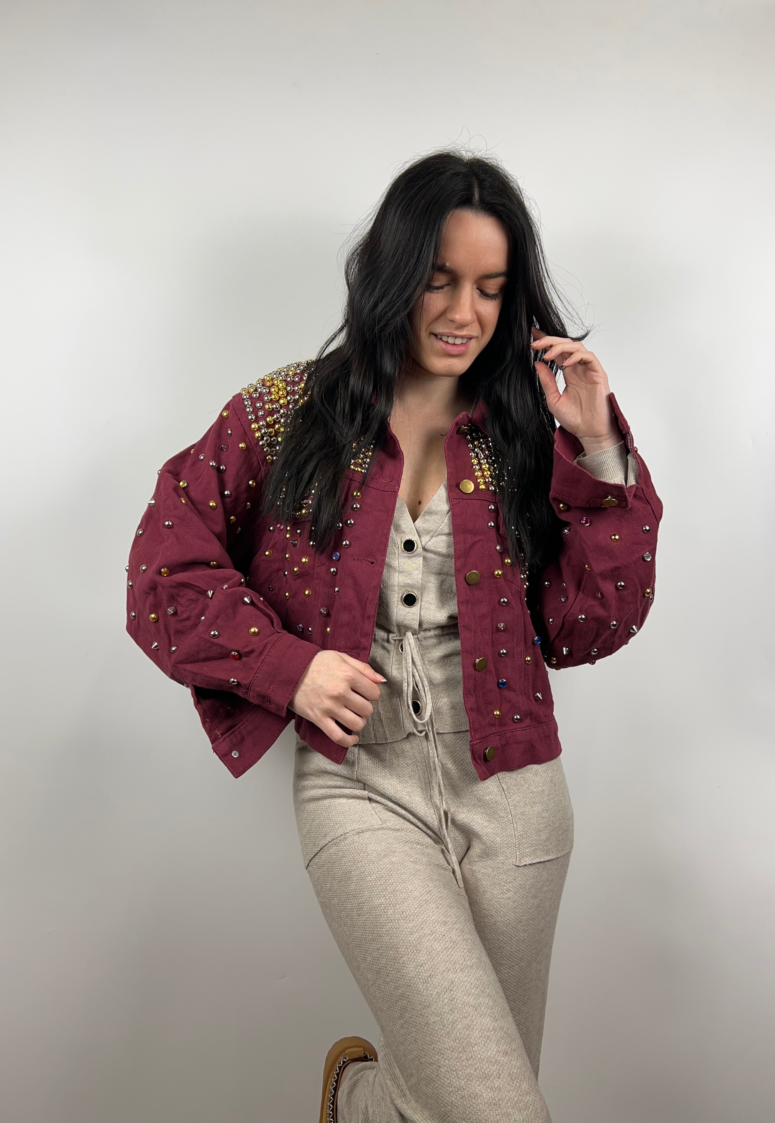Giacca Denim Bordeaux