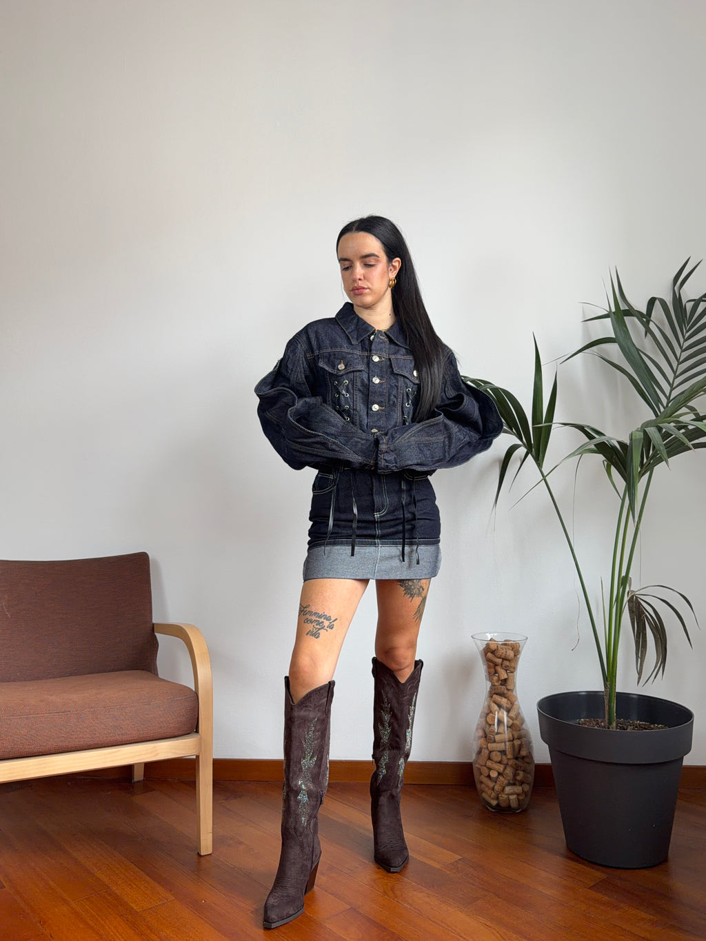 Giacca crop denim