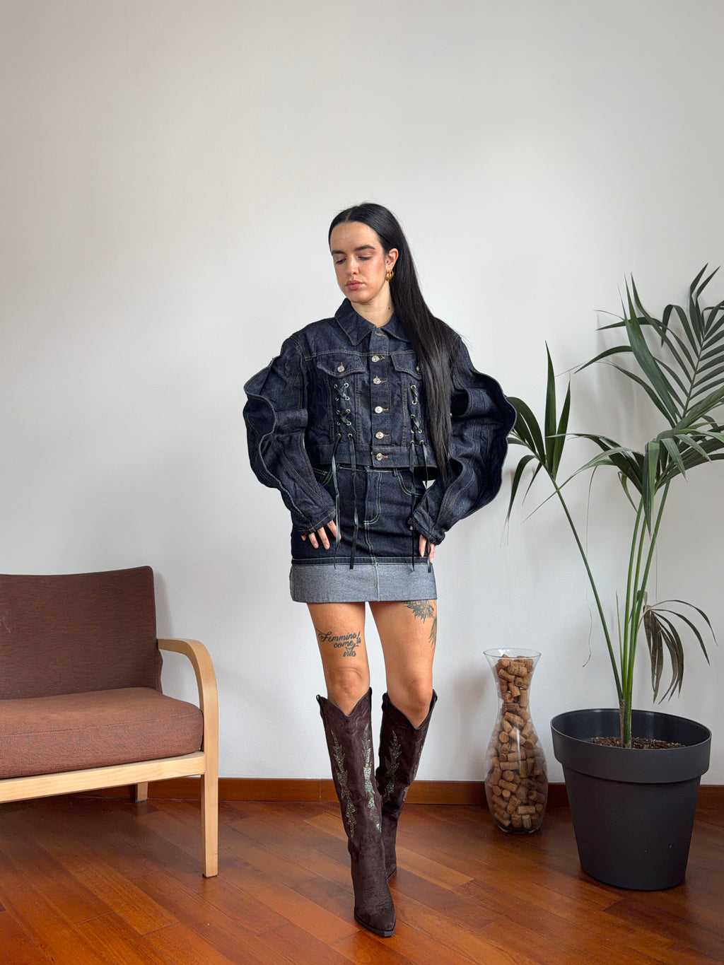 Giacca crop denim