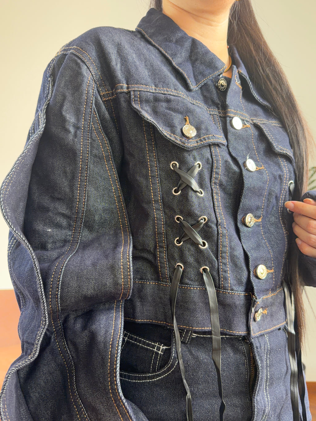 Giacca crop denim