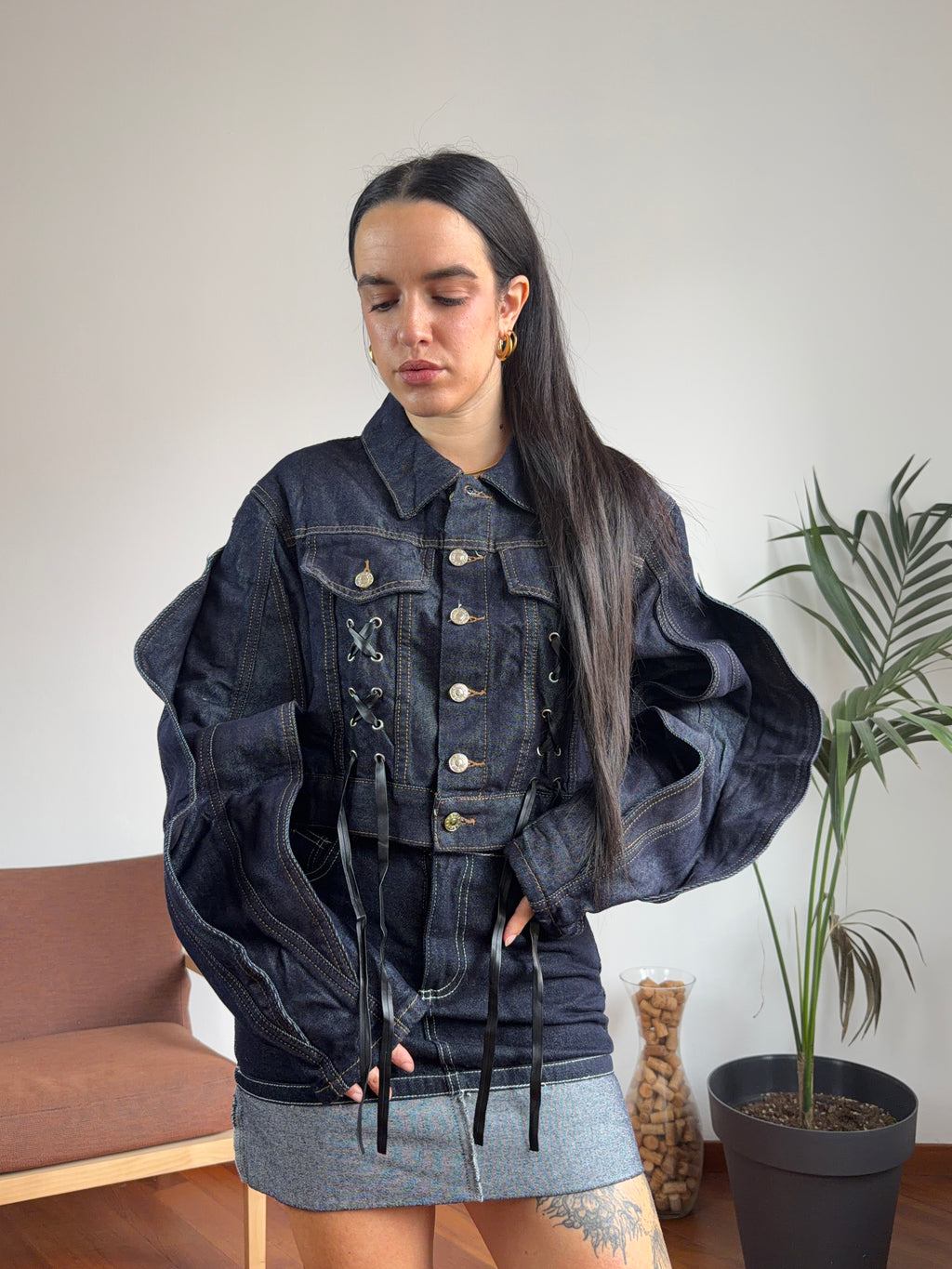 Giacca crop denim