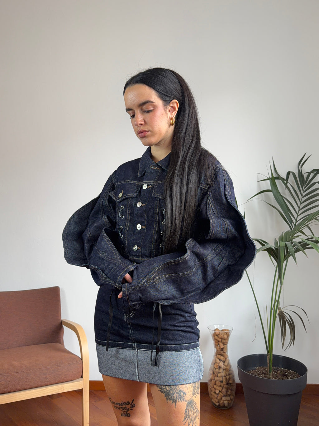 Giacca crop denim
