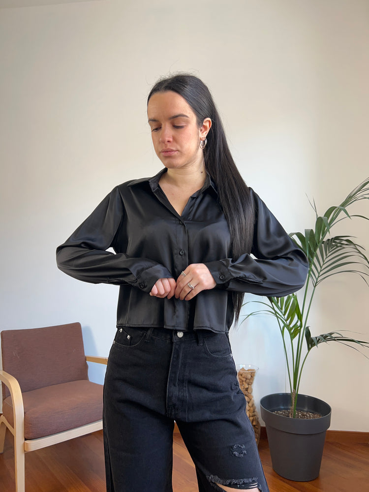 Camicia crop satin