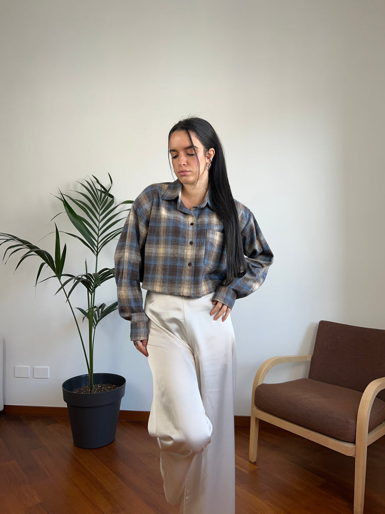 Camicia crop scozzese