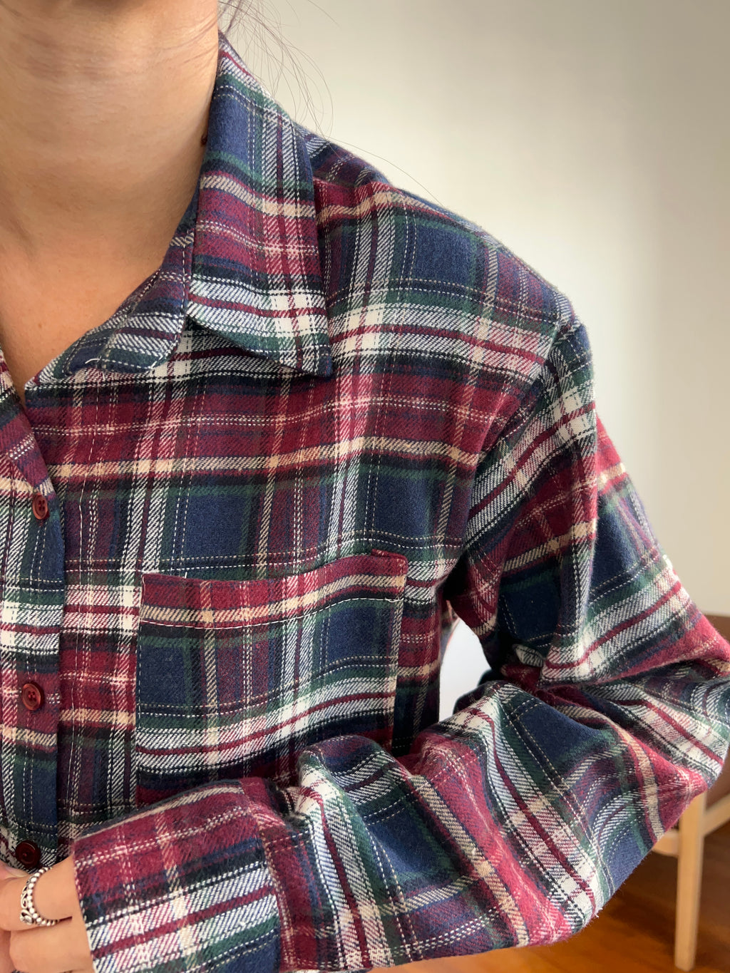 Camicia crop scozzese