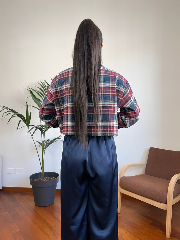 Camicia crop scozzese